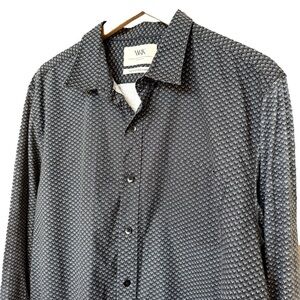 WRK Reworked Shirt Men's XL Black Geometric Long Sleeve Button-Up Casual Cotton